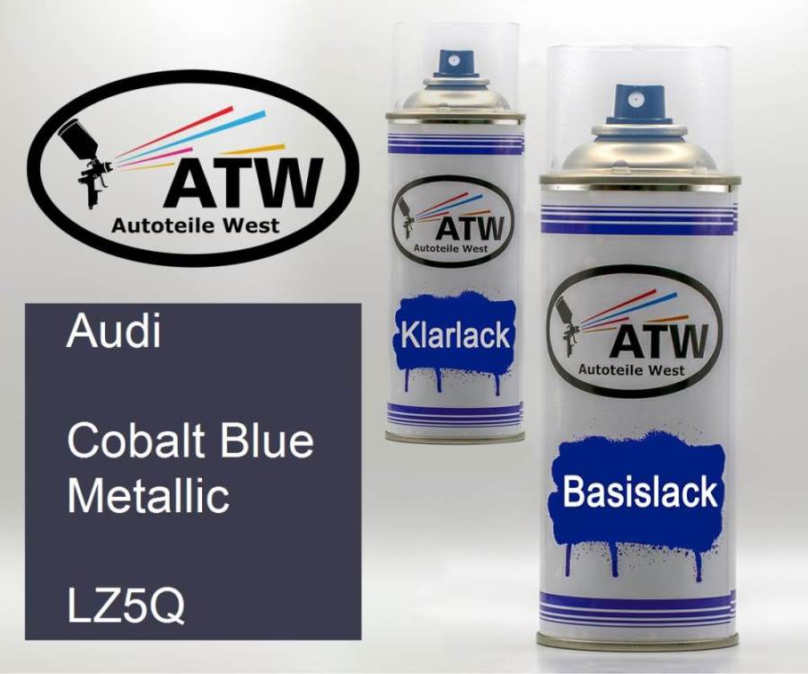 Audi, Cobalt Blue Metallic, LZ5Q: 400ml Sprühdose + 400ml Klarlack - Set, von ATW Autoteile West.